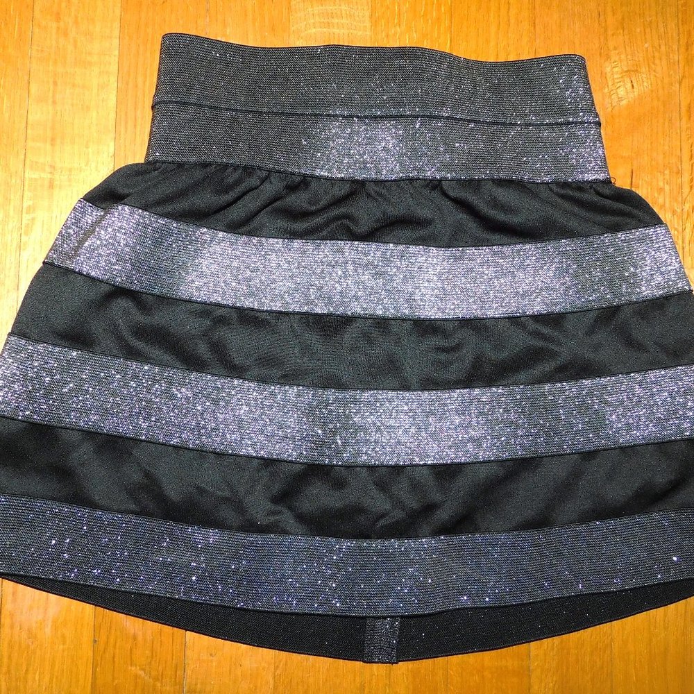 Girl Size 14 - Black & Silver Skirt by IZ Girl